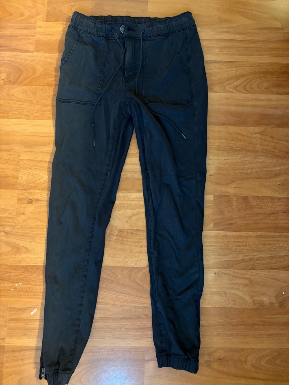 American Eagle Outfitters Black Drawstring Zip-Front Joggers